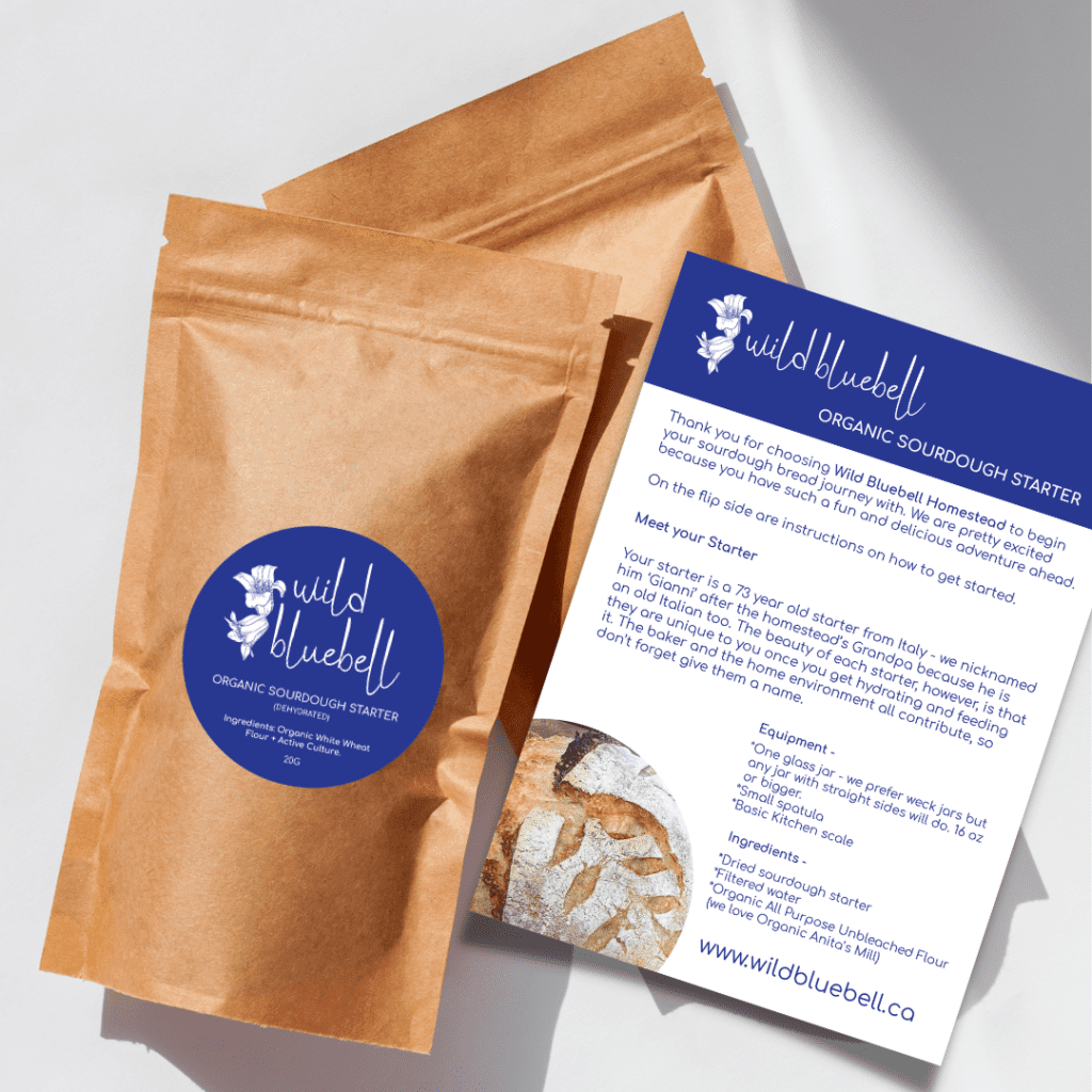 buy dehydrated organic sourdough bread starter culture online in canada from wild bluebell homestead