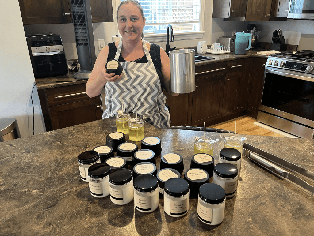 Kristen Olthuis From Little House Creations in Chilliwack Hand Made Small Batch Local Artisan Soy Candles for Autism 3