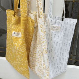buy fabric reusable market grocery shopping bags online in canada handmade from repurposed recycled materials
